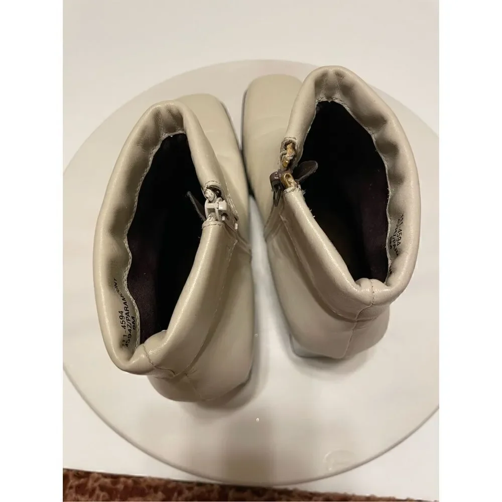 White Mountain Paramount Square Toe Zip Up Ankle Boots. Off White 8